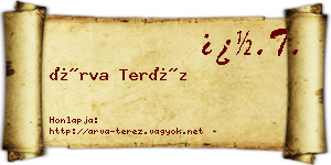 Árva Teréz névjegykártya
